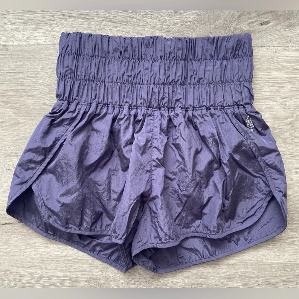 Free People  Blue High Rise The Way Home Shorts Lined Activewear Size Small